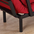 Divano Letto 2 Posti in Tessuto di Lino Rosso 166x70x80 cm 