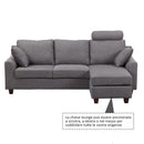 Divano 3 Posti con Poggiapiedi e Cuscini in Tessuto di Lino Grigio Scuro 194x80x86 cm 