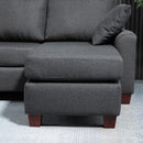 Divano 3 Posti con Poggiapiedi e Cuscini in Tessuto di Lino Grigio Scuro 194x80x86 cm 