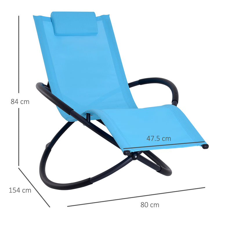 Sedia a Dondolo Moderna da Giardino in Textilene Blu 154x80x84 cm 