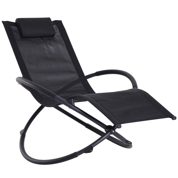 Chaise à bascule de jardin moderne en textilène noir 154x80x84 cm acquista