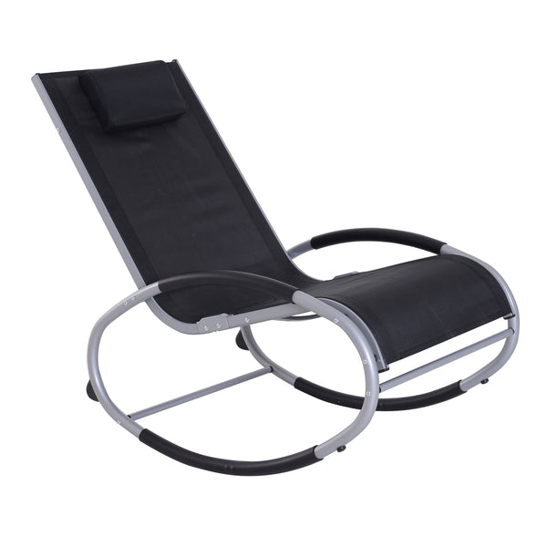 sconto Chaise à bascule de jardin étanche en aluminium noir 120x61x88 cm