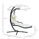 Sedia Dondolo Pensile Relax Chaise Longue di Lusso con Tettuccio Crema 