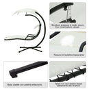 Sedia Dondolo Pensile Relax Chaise Longue di Lusso con Tettuccio Crema 