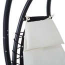 Sedia Dondolo Pensile Relax Chaise Longue di Lusso con Tettuccio Crema 