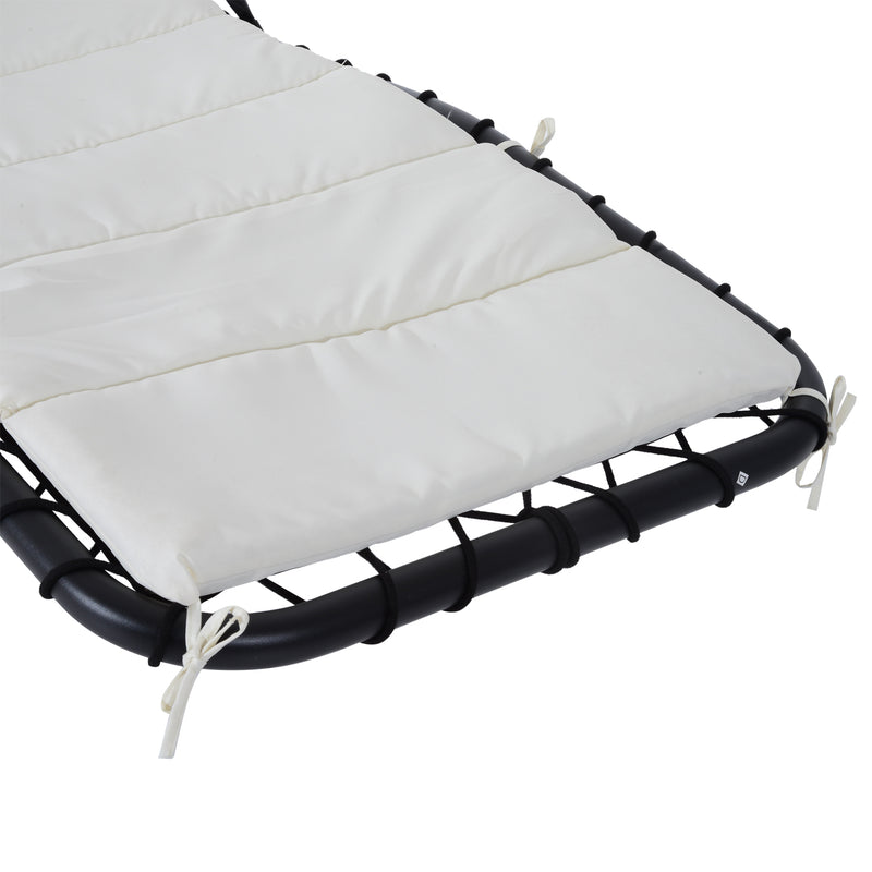 Sedia Dondolo Pensile Relax Chaise Longue di Lusso con Tettuccio Crema 