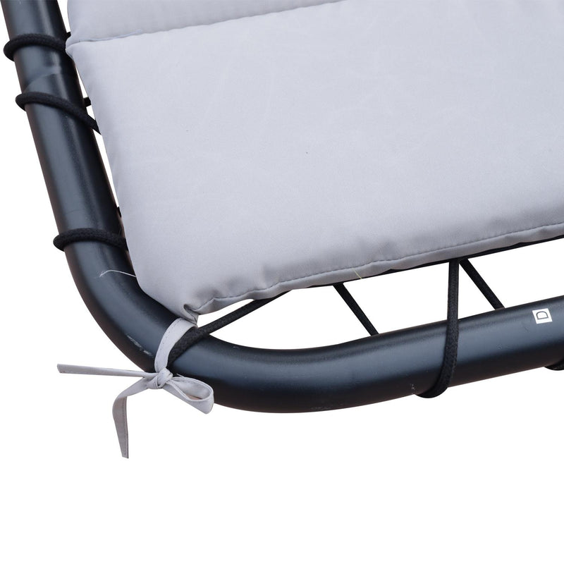 Sedia Dondolo Pensile Relax Chaise Longue di Lusso con Tettuccio Grigio 
