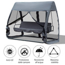 Dondolo da Giardino 3 Posti in Ferro con Zanzariera e Cuscino Grigio 