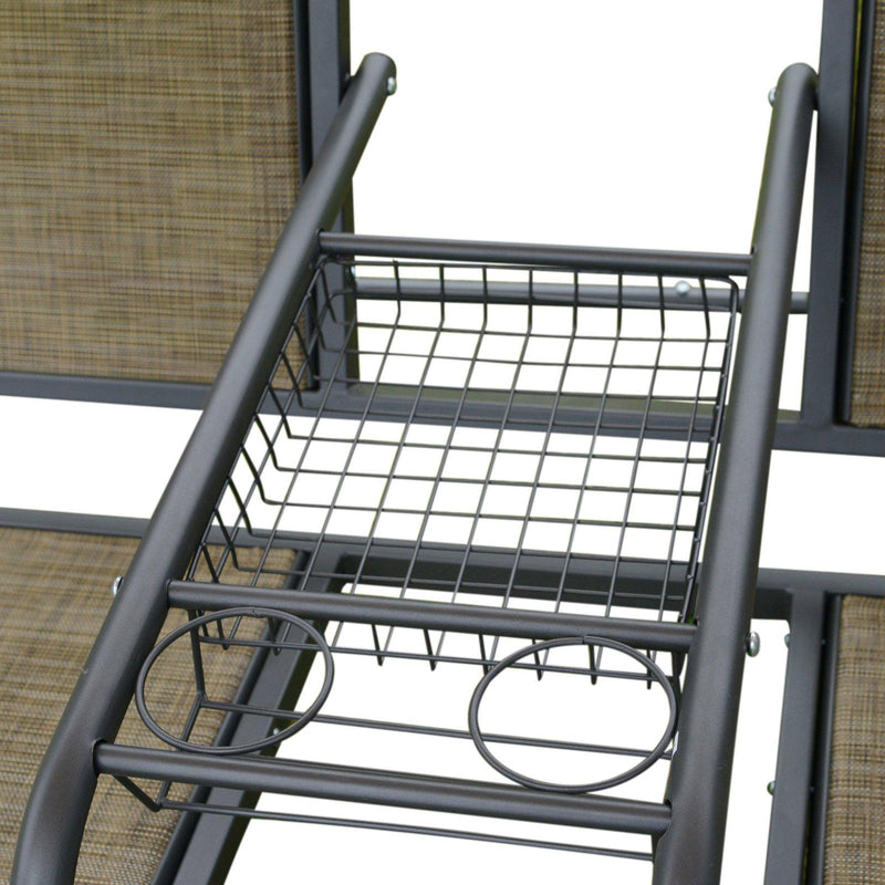 Dondolo da Giardino 2 Posti in Acciaio con Tettuccio Parasole Marrone e Nero 