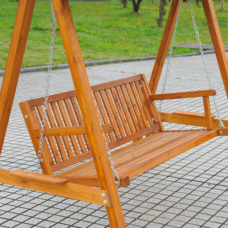 Dondolo da Giardino 3 Posti in Legno con Baldacchino Swing Blu 