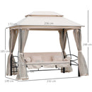 Dondolo a 3 Posti Gazebo Divano Letto con Zanzariera Beige 