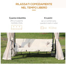 Dondolo a 3 Posti Gazebo Divano Letto con Zanzariera Beige 
