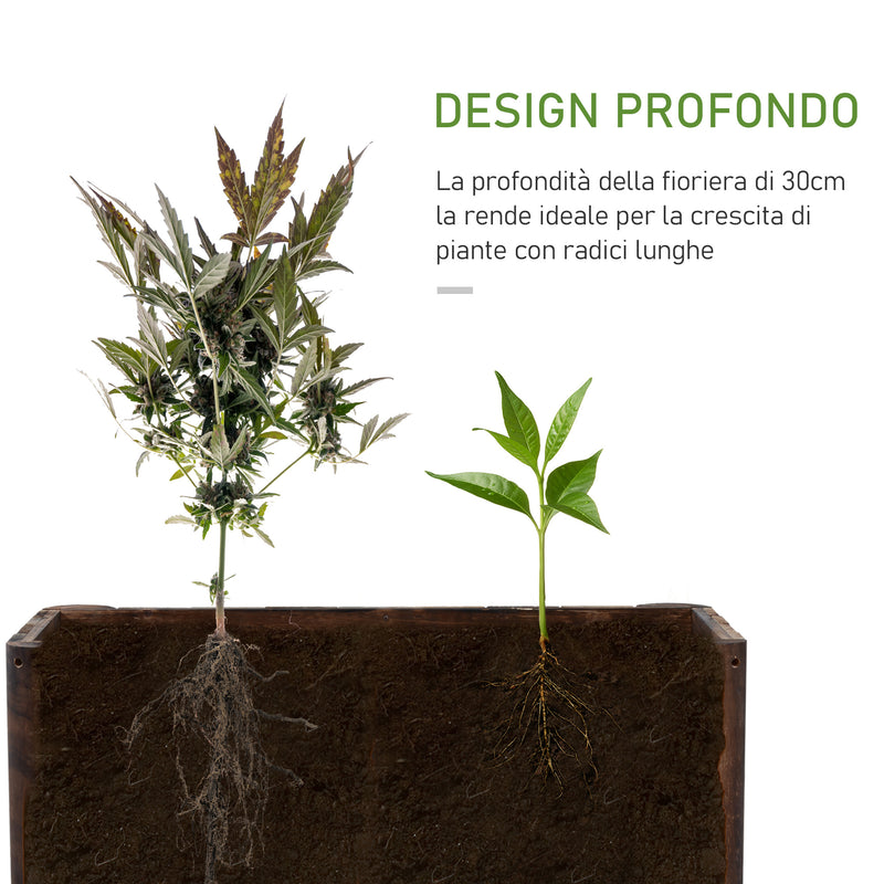 Fioriera Box Rettangolare per Piante in Legno di Abete 70x35x30 cm 