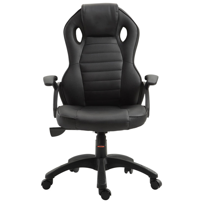 Sedia da Gaming Ergonomica in Similpelle Regolabile Nera 