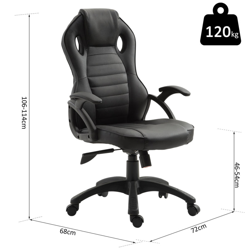 Sedia da Gaming Ergonomica in Similpelle Regolabile Nera 