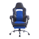 Sedia da Gaming Ergonomica in Similpelle Reclinabile con Supporto Gambe Nera e Blu 
