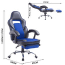 Sedia da Gaming Ergonomica in Similpelle Reclinabile con Supporto Gambe Nera e Blu 