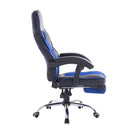 Sedia da Gaming Ergonomica in Similpelle Reclinabile con Supporto Gambe Nera e Blu 