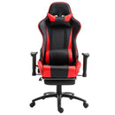 Sedia da Gaming Ergonomica in Similpelle Reclinabile con Supporto Gambe Nera e Rossa 