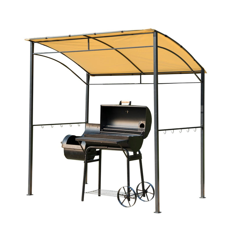 Riparo per Barbecue Pergola da Giardino 2.15x1.5x1.8/2.2m in Acciaio Beige 