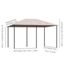 Gazebo da Giardino 4x3m in Acciaio Tende Laterali Kaki 
