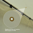 Gazebo da Giardino 3x4m in Acciaio Teli Laterali e Doppio Tetto Crema 