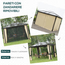 Gazebo da Giardino 3x3.6x2.65m in Alluminio e Policarbonato Tendone Lusso 