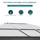 Gazebo da Giardino 3x3.6x2.65m in Alluminio e Policarbonato Tendone Lusso 