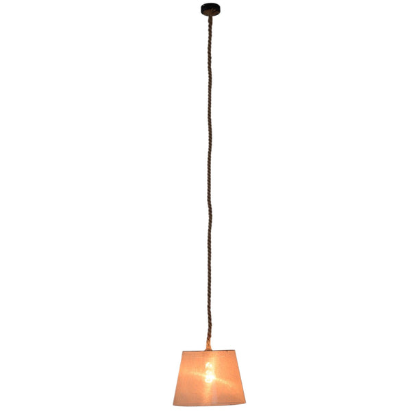 Lustre Suspension avec Corde de Chanvre Longueur Réglable Beige Ø35x160H cm online