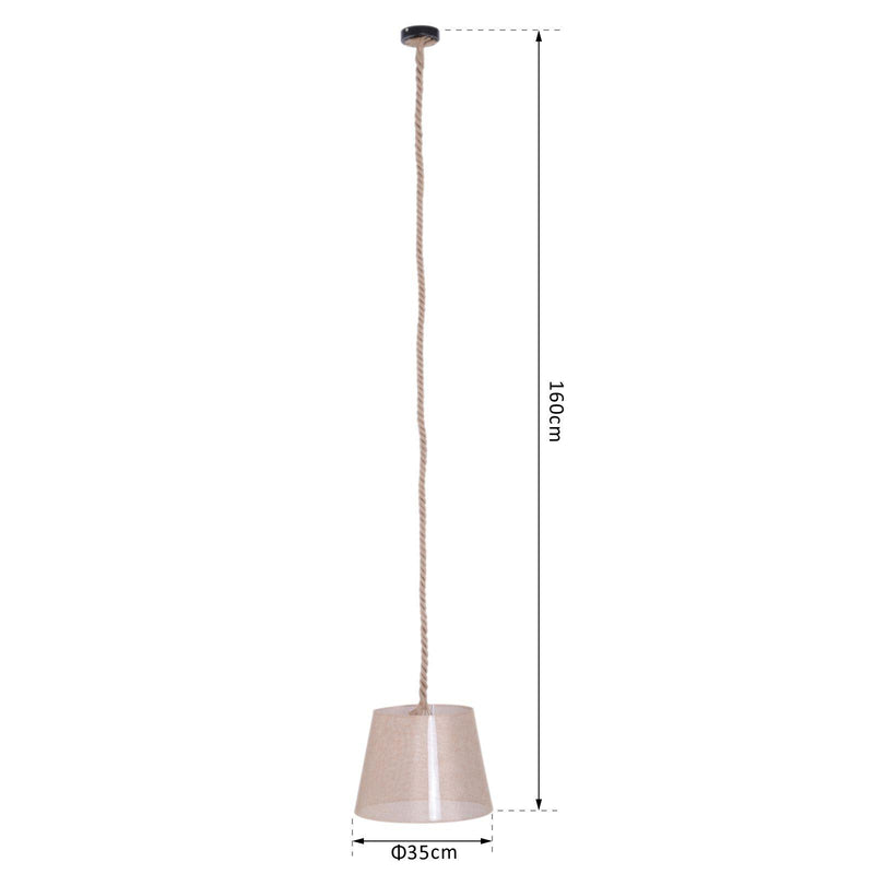 Lampadario a Sospensione con Corda di Canapa Lunghezza Regolabile Beige Ø35x160H cm 