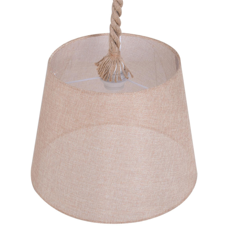 Lampadario a Sospensione con Corda di Canapa Lunghezza Regolabile Beige Ø35x160H cm 