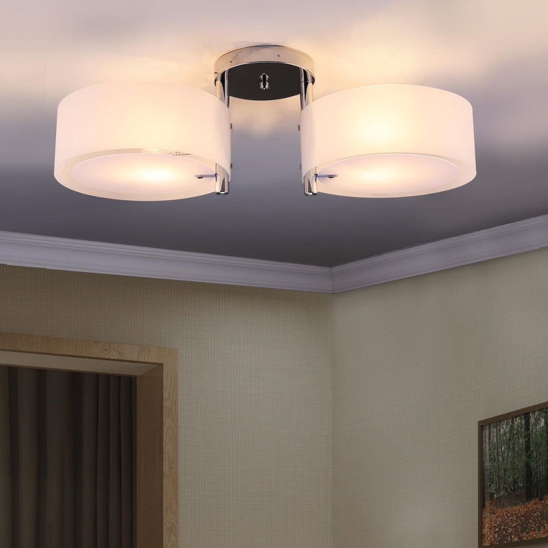 Plafoniera Moderna in Acrilico Bianco Argento 60x19 cm 