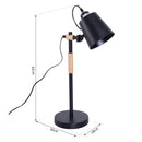 Lampada da Tavolo con Angolo Regolabile in Metallo e Legno Nero 30x18x62 cm 
