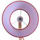 Lampada da Tavolo con Braccio Regolabile in Rovere e Paralume Rosso 