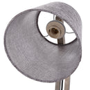 Lampada da Tavolo Paralume in Lino e Legno di Paulonia Grigio 