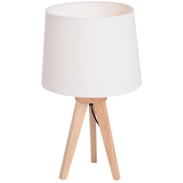 Lampe de chevet Abat Jour en bois de chêne et tissu beige online
