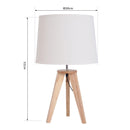 Lampada da Comodino Abat Jour in Legno Rovere e Tessuto Beige 