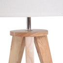 Lampada da Comodino Abat Jour in Legno Rovere e Tessuto Beige 