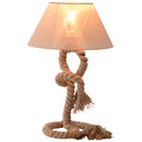 Lampada da Comodino Abat jour in Corda di Canapa Beige 40x40x65 cm 