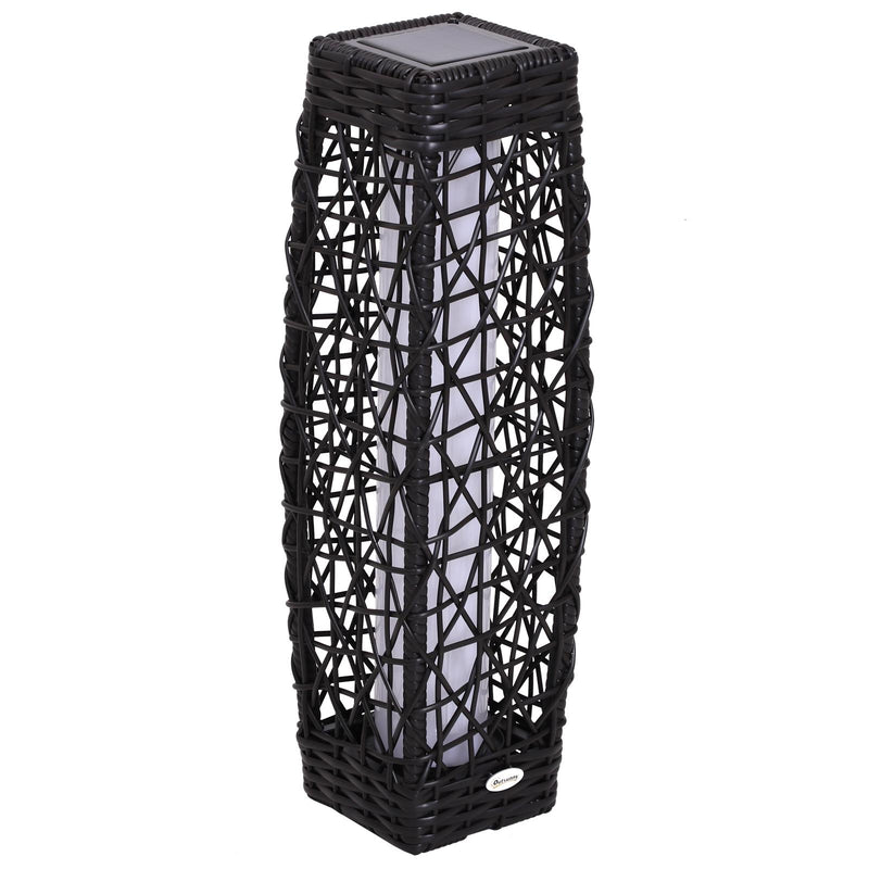 Lanterna Lampada LED da Giardino con Copertura in Rattan Sintetico Caffè 19x19x68 cm 