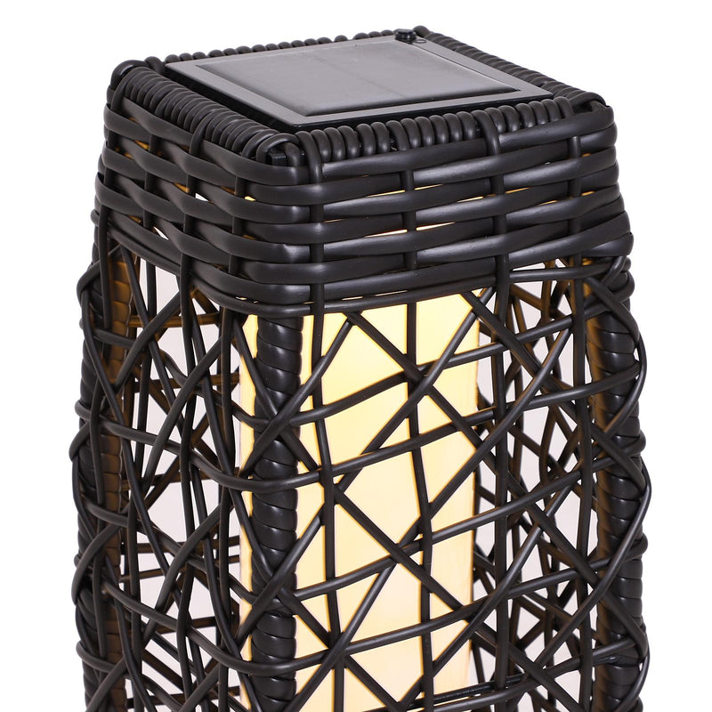 Lanterna Lampada LED da Giardino con Copertura in Rattan Sintetico Caffè 19x19x68 cm 