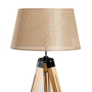 Lampada da Terra Design con Treppiede in Legno Altezza Regolabile Beige 