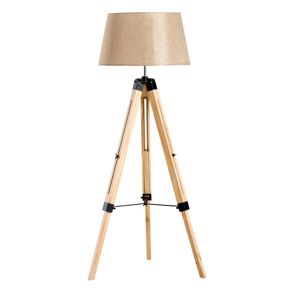 Lampadaire Design avec Trépied en Bois Réglable en Hauteur Beige sconto