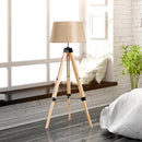 Lampada da Terra Design con Treppiede in Legno Altezza Regolabile Beige 