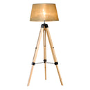 Lampada da Terra Design con Treppiede in Legno Altezza Regolabile Beige 