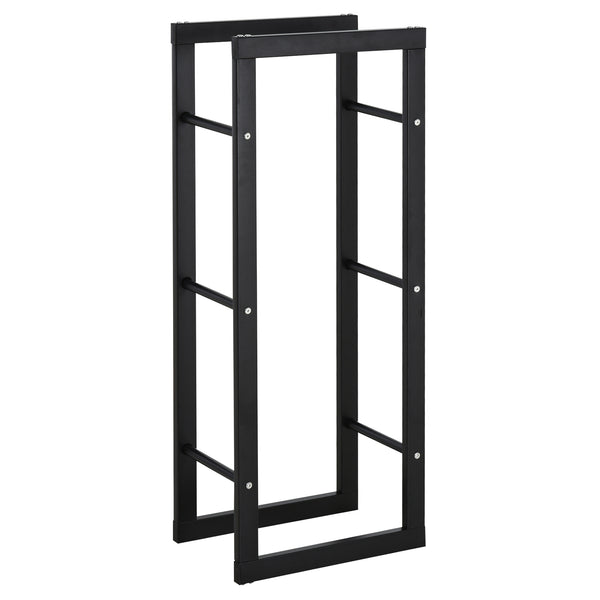 acquista Porte-bûches Hangar à Bois en Fer 40x25x100 cm Intérieur Max 100Kg Noir