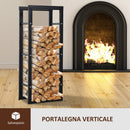 Portalegna Legnaia in Ferro 40x25x100 cm da Interno Max 100Kg  Nero