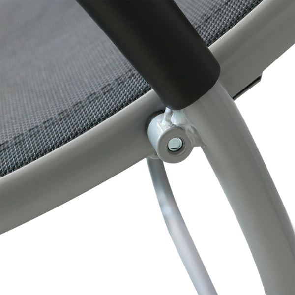 online Bain de soleil en Aluminium et Texilène avec Accoudoirs et Appui-Tête Noir