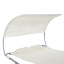 Lettino Prendisole Matrimoniale in Acciaio con Tettuccio Regolabile Crema 