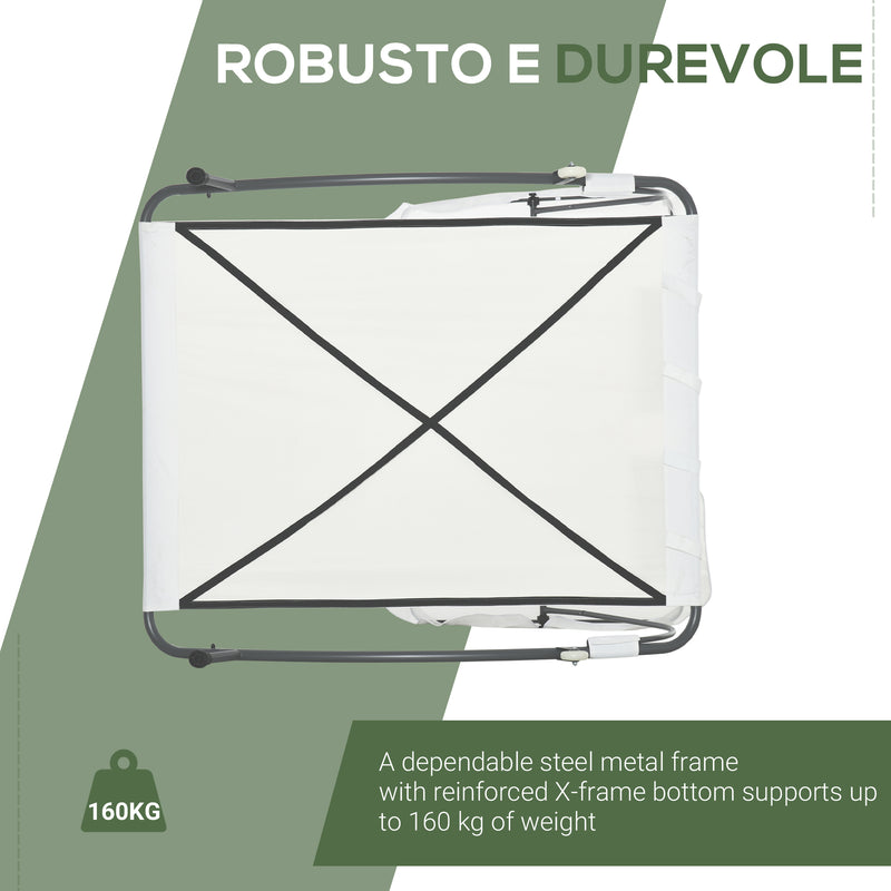 Lettino Prendisole Matrimoniale in Acciaio con Tettuccio Regolabile Crema 